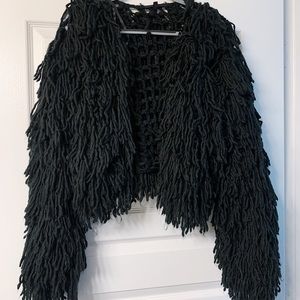 black shaggy jacket